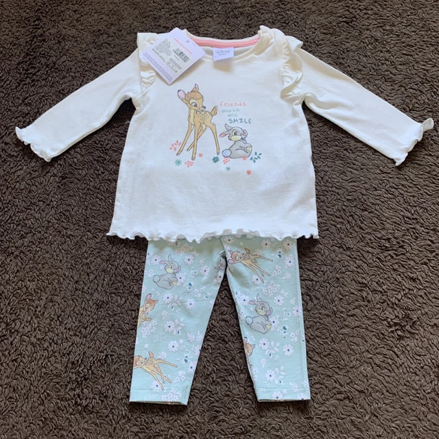 BNWT Disney Baby Girls Up To 1 Month Bambi Long Sleeved Top & Leggings Set