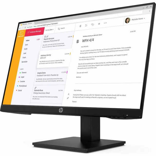 HP 24 Zoll FullHD Monitor P24h G4 IPS LED 16:9 Bildschirm 1920 x 1080 Pixel 14ms 3