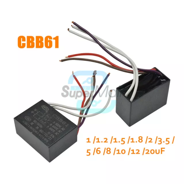 CBB61 AC 450V 1 1.2 1.5 1.8 2 3.5 5 6 8 10 12 20uF Appliance Motor Capacitor