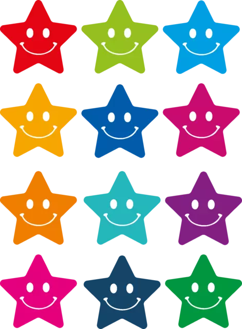 144 x WELL DONE SCHOOL TEACHERS REWARD PARENTS KIDS STAR SMILEY HAPPY FACE