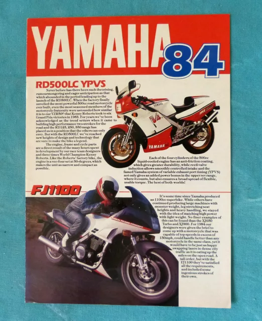 Yamaha brochure 1984: Turbo, RD500, RD350, RD125LC, XT350, XT600 etc, huge range