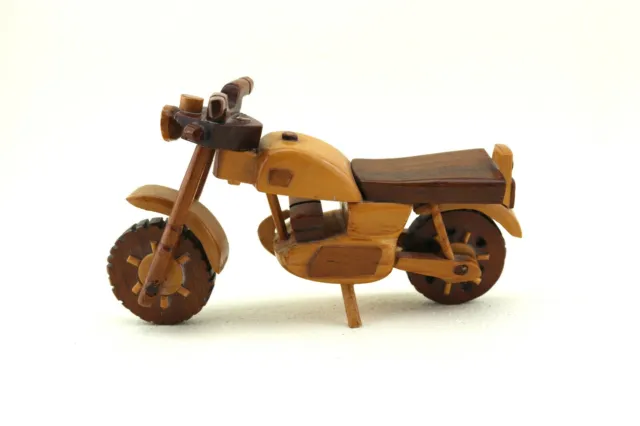 Maquette moto décorative jouet en miniature fait main vintage en bois 2