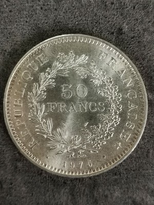 FRENCH COIN MONNAIE 50 FRANCS HERCULE 1975 ARGENT SPL. FRANCE FRANCIA 