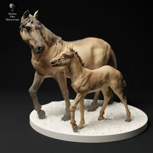 Breyer resin Model Horse Mare And Foal Konik Horses Set - White Resin 1/32 Sm