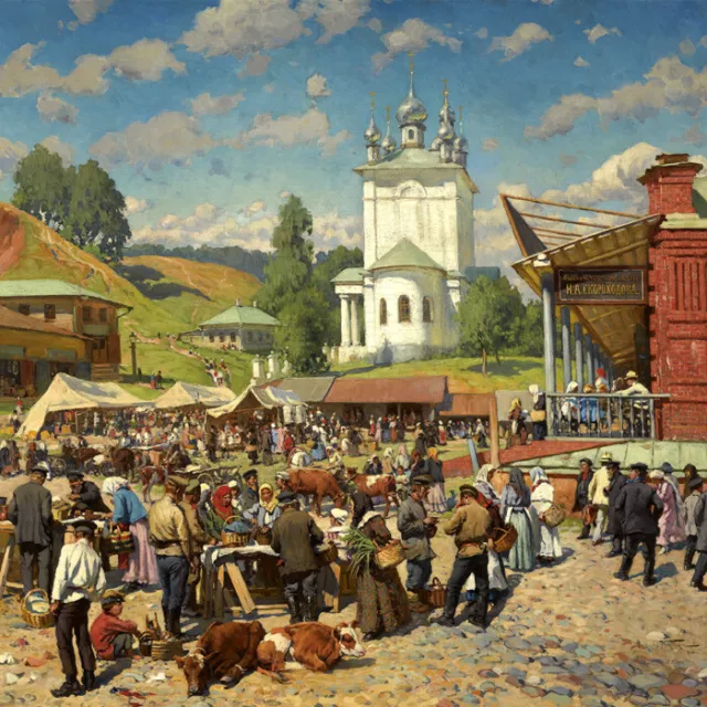 Bazaar in the early 20th century oil painting Giclee Art Printed on canvas L3171