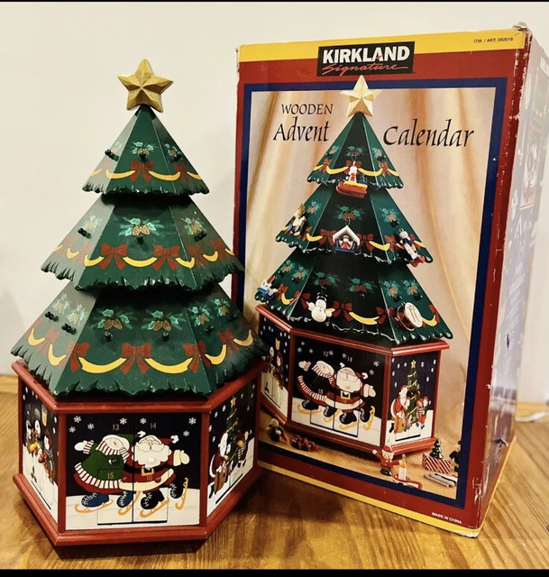 KIRKLAND SIGNATURE WOODEN Advent Calendar Christmas Tree 24 Ornaments