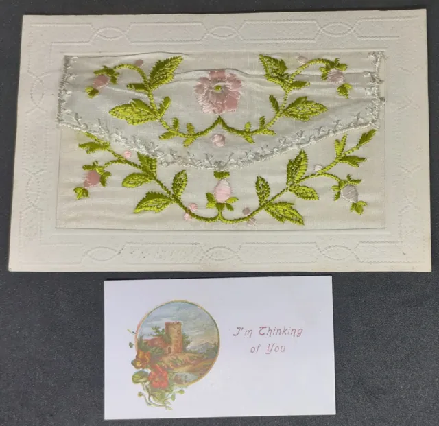 WW1 EMBROIDERED SILK POSTCARD - With Lovely Design