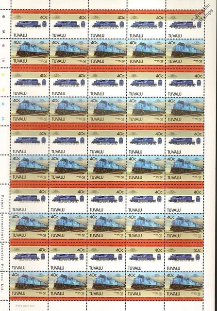 1982 Conrail General Motors EMD Class SD50 Train 50-Stamp Sheet / LOCO 100 LOTW