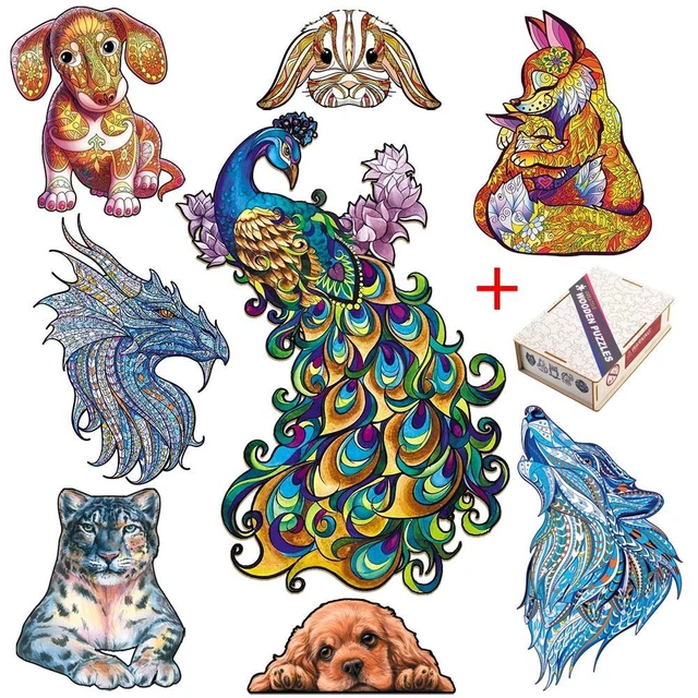 Animal Mysterious Lion Jigsaw Puzzles Wooden Games Kids Adults Educational Gift