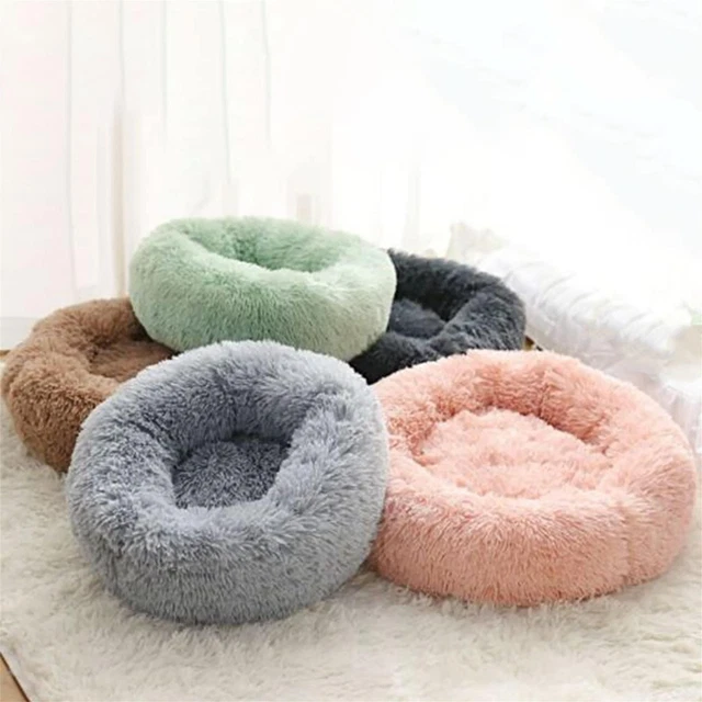 Fluffy Dog Bed Donut Soft Round Plush Cats Puppy Calming Pet Anti Anxiety