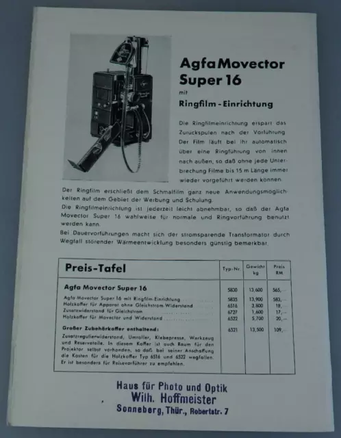 Prospekt Agfa Movector Super 16 "Der Schmalfilm-Projektor..." 1935 (99789) 3