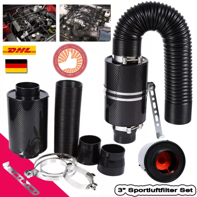 3" Carbon Airbox Sport Luftfilter Cold Air Intake Universal Für Fahrzeuge Mk Top