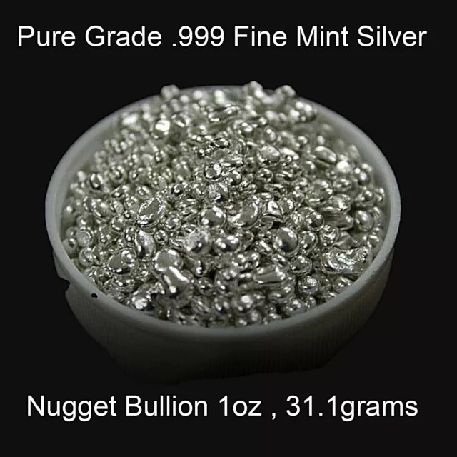 1 Troy Oz Silver Granule Nuggets Pure Fine Grade .999 Fine Bullion 31.10 gr