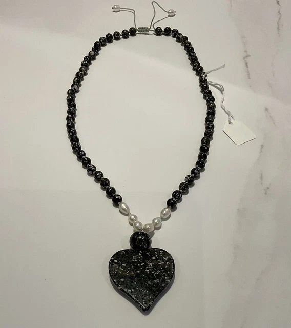 DESIGNER LOLA ROSE Heart CRYSTAL QUARTZ GEMSTONE BEADED NECKLACE