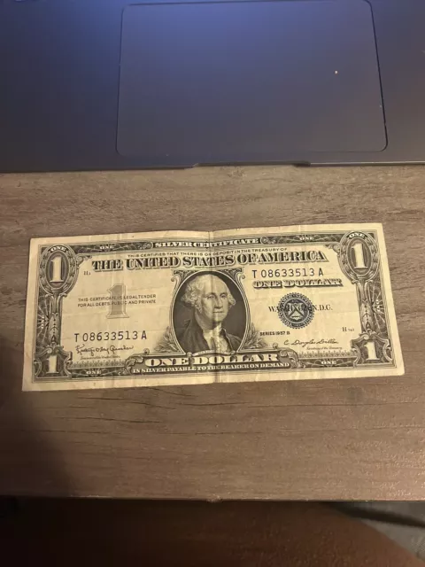 1957 Silver Certificate Rare Dollar Bill Blue Seal Old US Bill $1 Money Series B