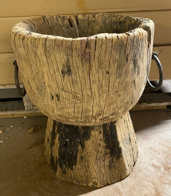 Vintage Wood Root Stumpery - Garden Decoration - Iron Handles - Reclaimed