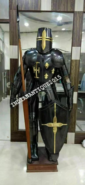 MEDIEVAL KNIGHT BRASS Wearable Full Black Body Suit Armour Crusader Combat  Gift $920.16 - PicClick AU