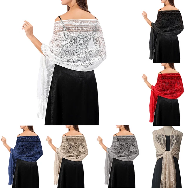 Women Lace Floral Scarf Shawl Wrap Pashmina Wedding Formal Evening Party Dress
