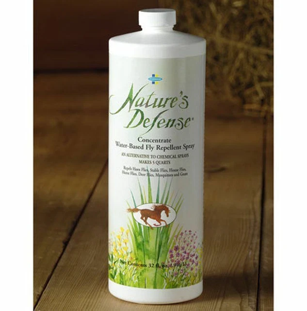 Nature's Defense Fly Spray Concentrate Water Based Horse Equine 32 oz