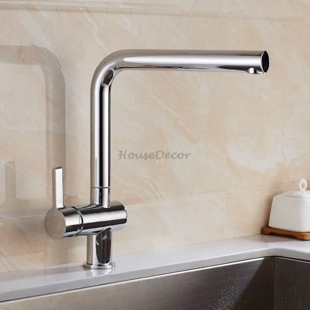 Modern Kitchen Sink Mixer Taps Swivel Spout Single Lever Tap Mono Chrome Faucets