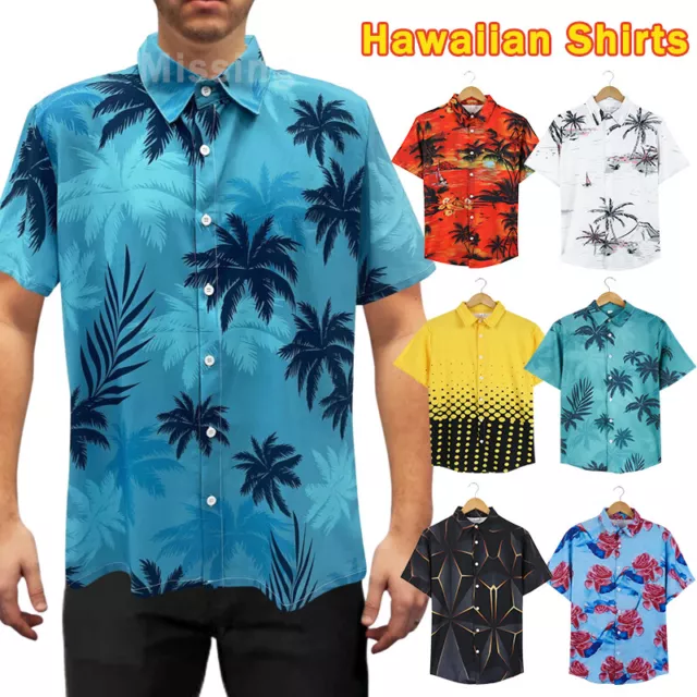 Hawaiian Shirts Mens Aloha Summer Beach Button Down Cruise Holiday Party Shirt