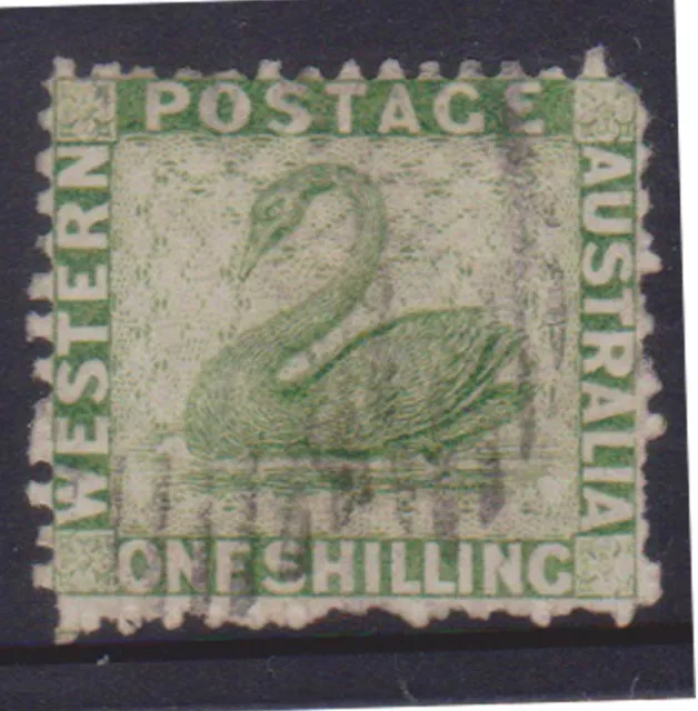 (F226-16) 1860 Western Australia 1/- green Swan stamp (P)