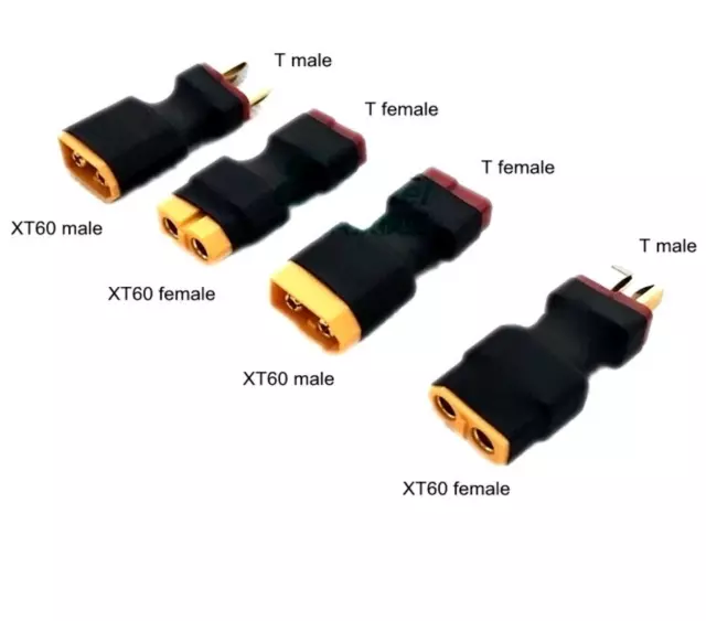 4 Stück Set XT60 auf T-Dean T-Plug Lipo Akku Battery Adapter Male Female RC 60A 3