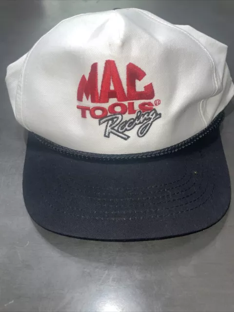 Vintage Head To Toe Size A Jus Hat MAC Tools Racing Cap White Black Embroidered
