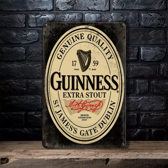 Vintage Guinness Extra Stout St. James Gate Dublin Metal Tin Sign Wall Poster