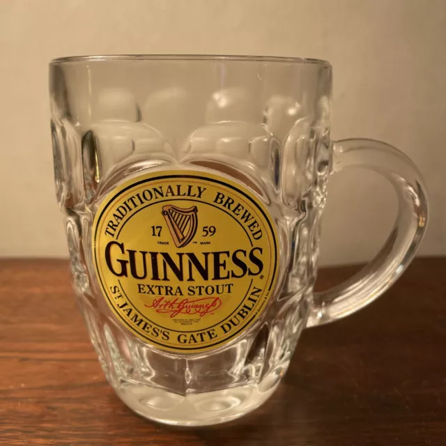 Guinness Beer Mug Glass St James Gate Dublin Extra Stout Thumbprint Pint Tankard