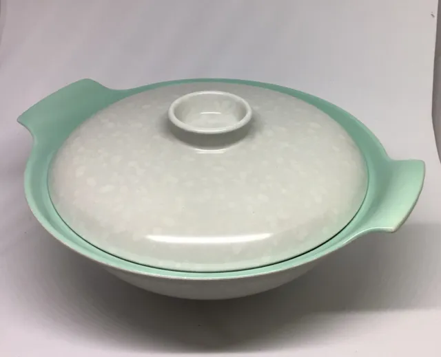 Poole Pottery  -  Twintone Serving Dish/Tureen - Ice Green And Seagull