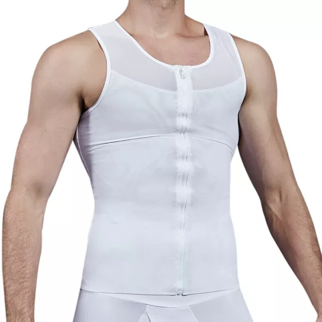Mens Compression Vest Zip Up Shirt Tank Tops Gynecomastia Slim Vest Shapewear