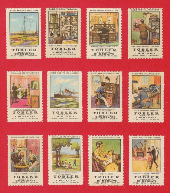 Poster Stamps Marconi Radio Telegraph Broadcasting Station Atlantic Liner Tobler