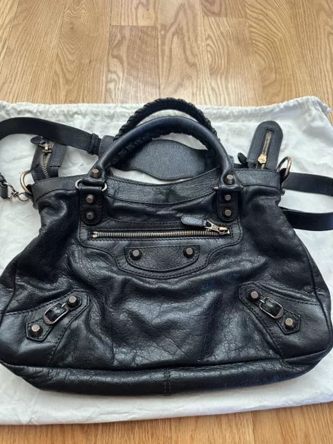 Balenciaga Town Handbag Dyed Black With Antique Hardware