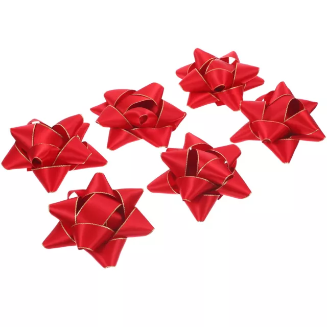 6 Pcs Christmas Star Flower Polyester Knot Ribbon Large Bows for Gift Wrapping