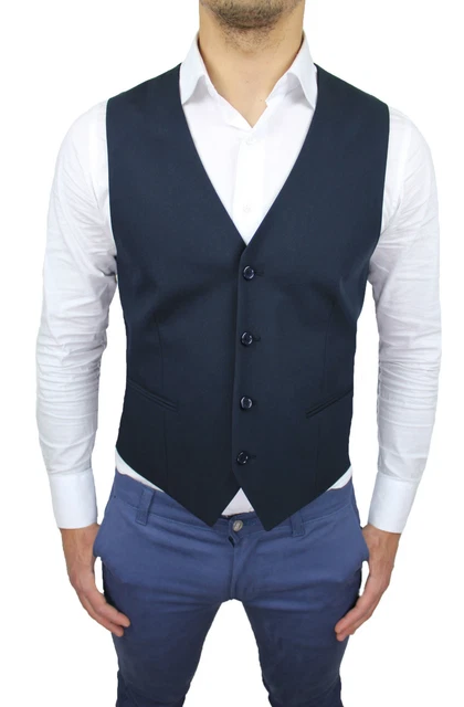 GILET PANCIOTTO UOMO SARTORIALE BLU SCURO CASUAL ELEGANTE da XS a XXL