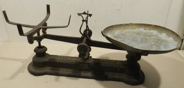 Old Force 10kg. Metal Merchant Scale With Plate Hobbyists/Collector's Item