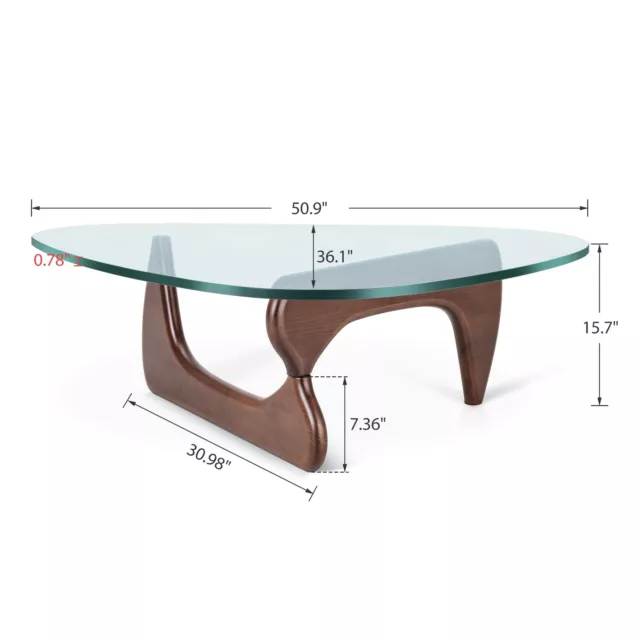 Couchtisch Esstisch Noguchi Walnut Coffee Table Solid Wood Base 19mm Glass Möbel 3