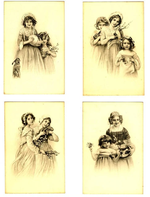 CPA Vienna Easter Fantasy Card Series Lot 4 Cards No. 350 Fantasy Postcard