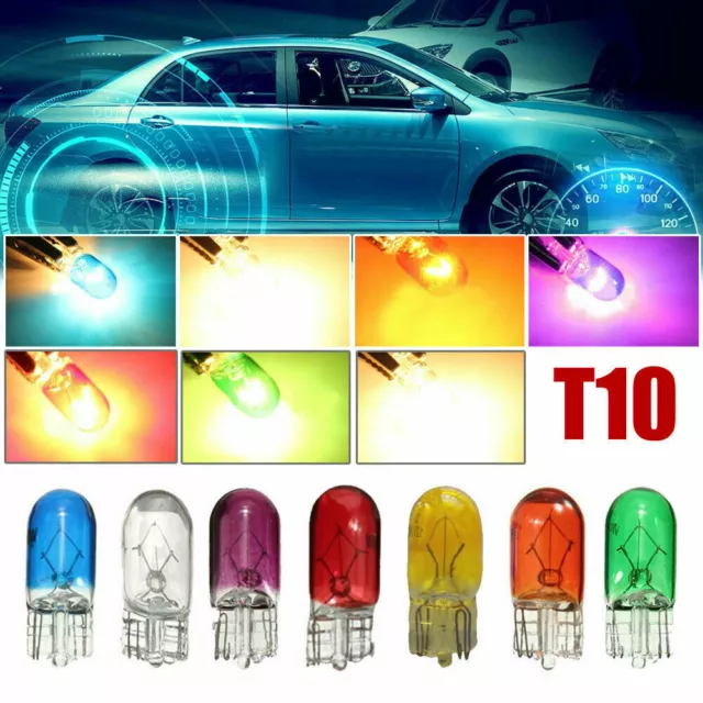 10Pcs 3W T10 Car Dashboard Wedge Bulb Indicator Plate Side Light Accessories