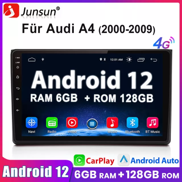 6+128GB Für Audi A4 8E 8H B6 B7 2000-2009 9"Android12 Autoradio Carplay GPS NAVI