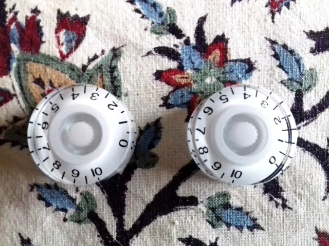 X2 knob bouton potard BLANC gradué guitare SG GIBSON, pédale ..LOT DE 2