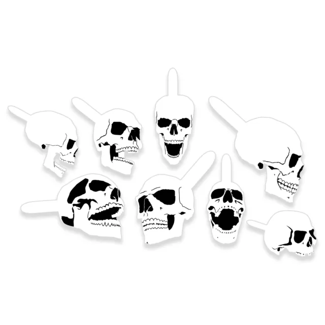 Custom Shop Airbrush Stencil Mini Skull Design Set #9, 8 Reusable Art Templates