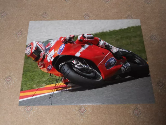 Nicky Hayden Firmata a mano Ducati Motogp Foto Grande.