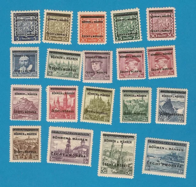 German occupation of Bohemia & Moravia , No. 1-19 , cpl. overprint set MNH ** !!