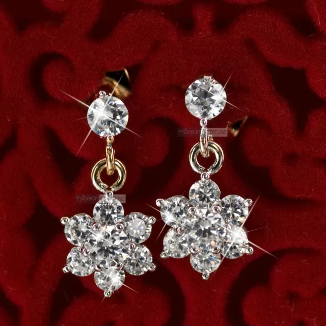 18k yellow white gold gf made with SWAROVSKI crystal stud earrings snowflake