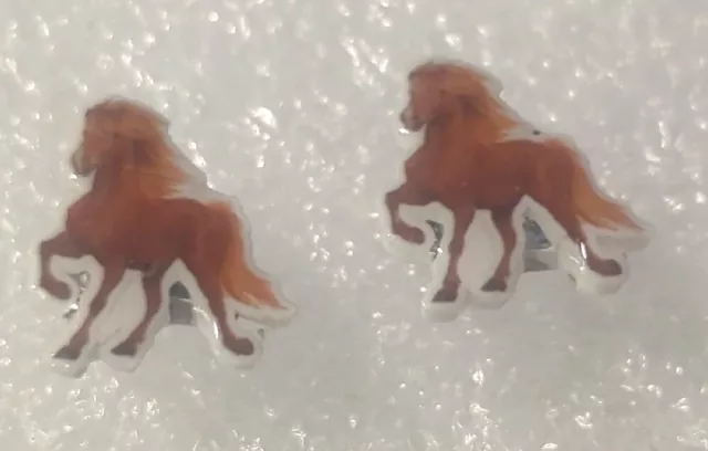 Horse Beautiful Teeny Tiny Flat Acrylic Post Stud Earrings Jewelry