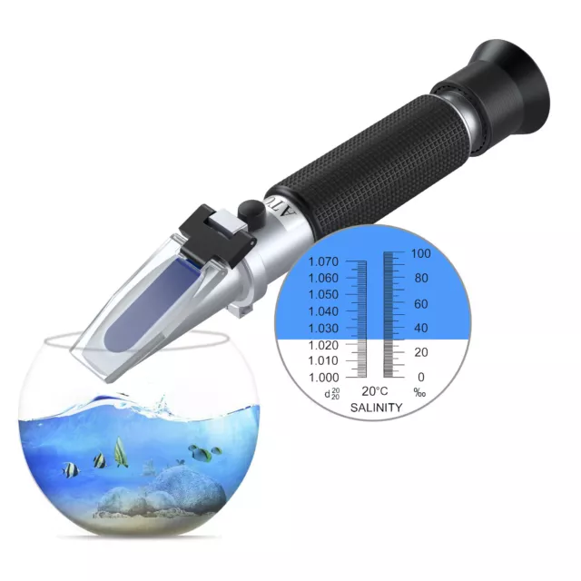 Refraktometer Salinometer Salinität 0-100‰ Salzgehalt Messgerät for ATC Aquarium