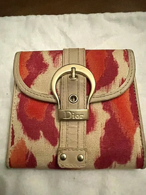 Pre-Owned Christian Dior Womens Multi Colored Folding Card Holders Wallet