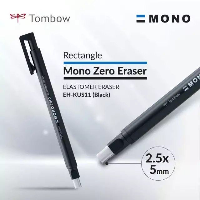 Tombow Mono Zero Rectangular Retractable Eraser - Black 2.5mm 2